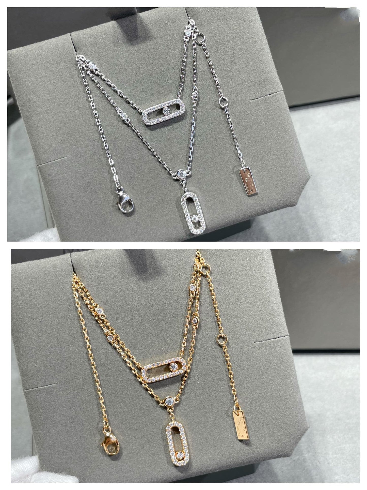 [ Moco ]MOVE 2 ROW DIAMOND NECKLACE