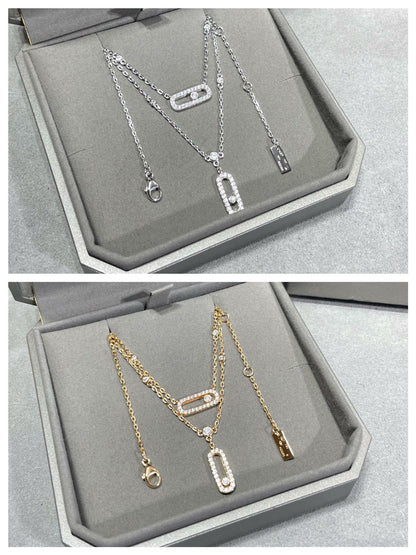 [ Moco ]MOVE 2 ROW DIAMOND NECKLACE