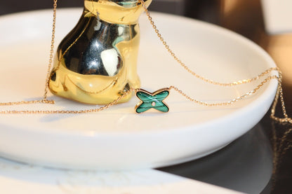 ¡®Moco¡¯JEUX MALACHITE 1 DIAMOND PINK GOLD NECKLACE