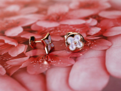 ¡®Moco¡¯STAR AND SUN PINK GOLD MOP STUD EARRINGS