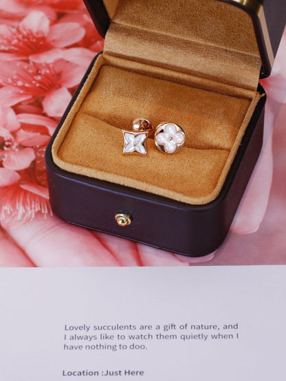 ¡®Moco¡¯STAR AND SUN PINK GOLD MOP STUD EARRINGS