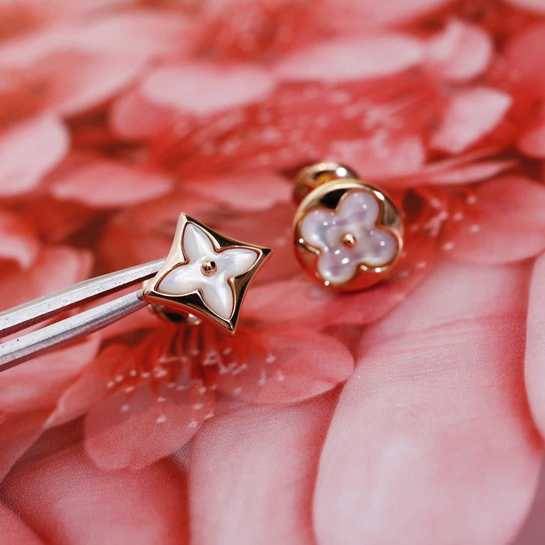 ¡®Moco¡¯STAR AND SUN PINK GOLD MOP STUD EARRINGS