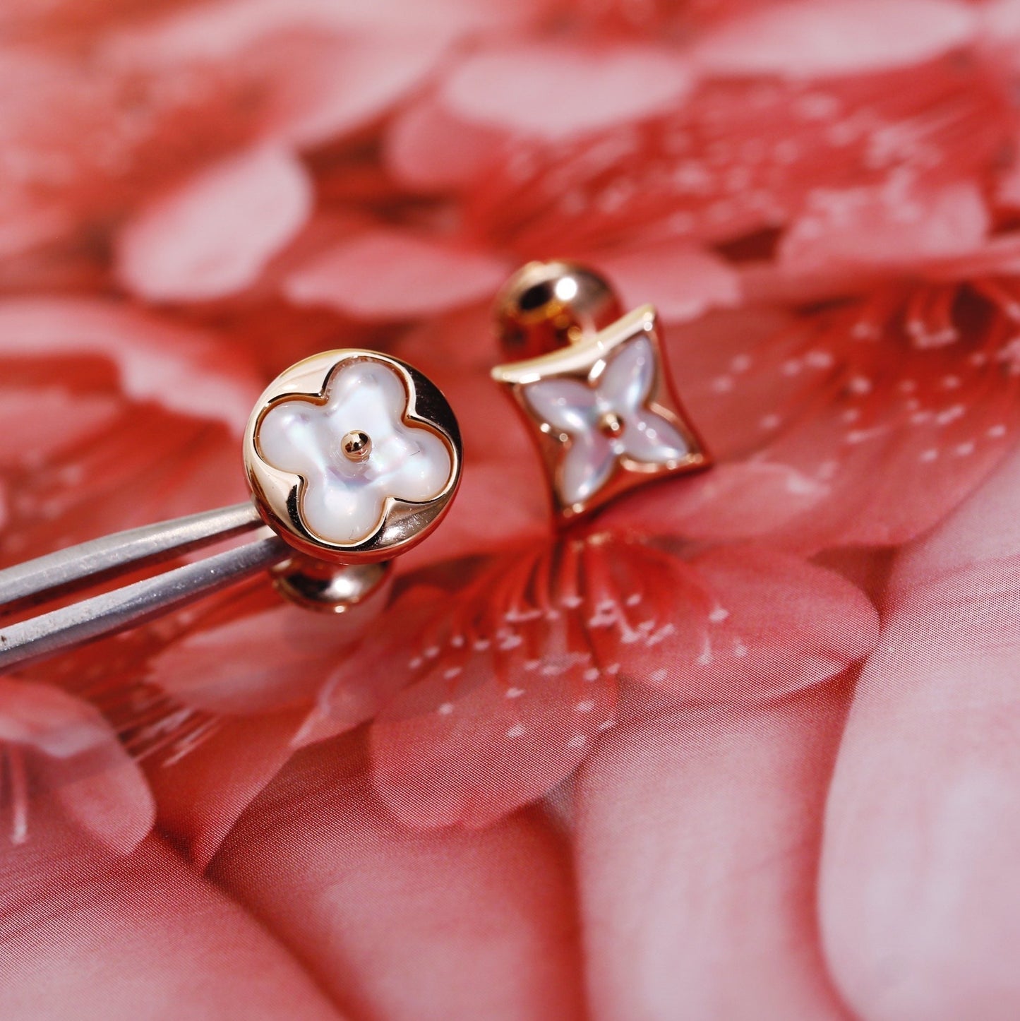 ¡®Moco¡¯STAR AND SUN PINK GOLD MOP STUD EARRINGS