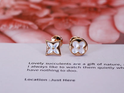 ¡®Moco¡¯STAR AND SUN PINK GOLD MOP STUD EARRINGS