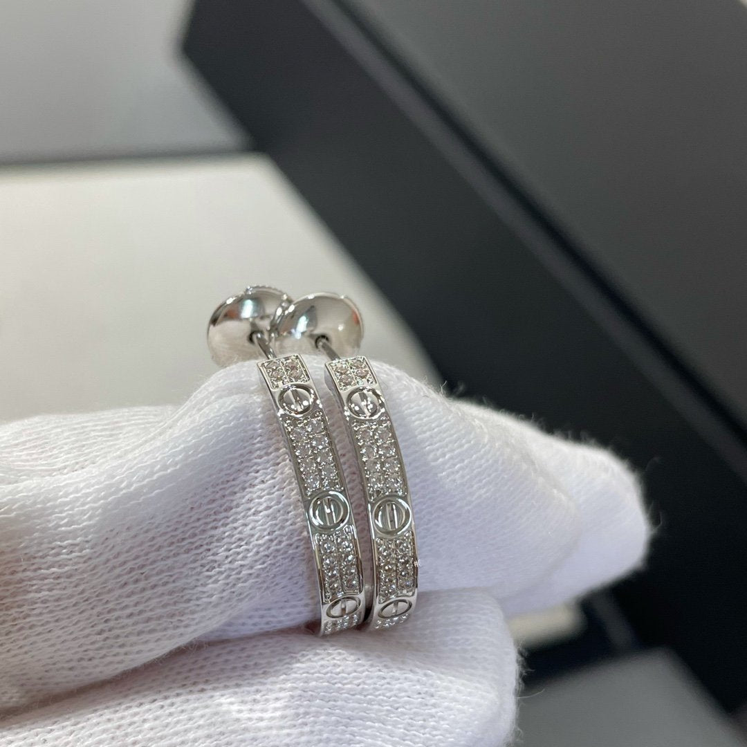 ¡®Moco¡¯LOVE DIAMOND SILVER HOOP EARRINGS