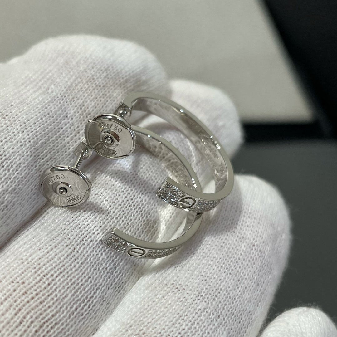 ¡®Moco¡¯LOVE DIAMOND SILVER HOOP EARRINGS