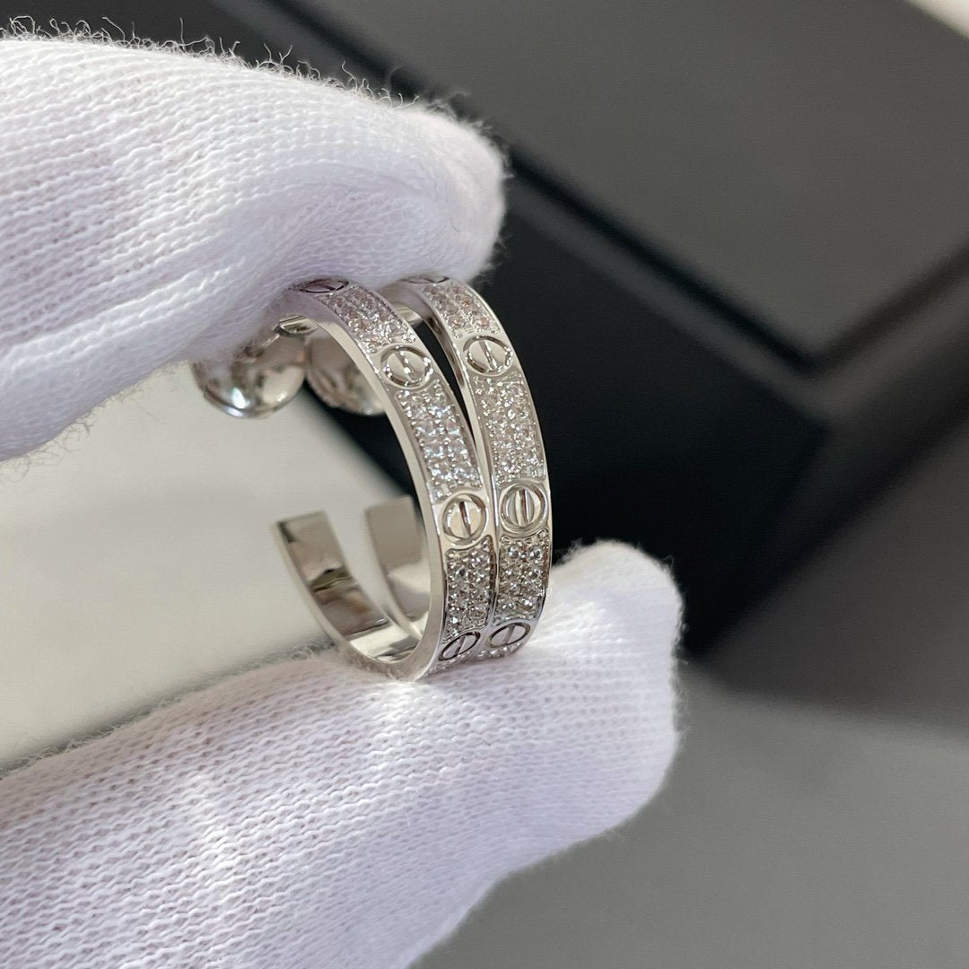 ¡®Moco¡¯LOVE DIAMOND SILVER HOOP EARRINGS