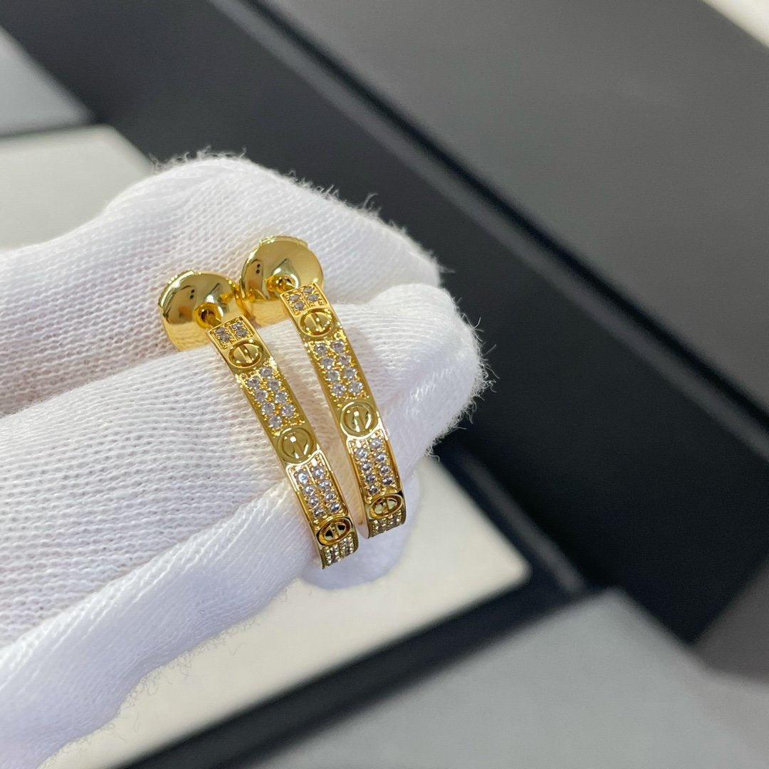 ¡®Moco¡¯LOVE DIAMOND GOLD HOOP EARRINGS