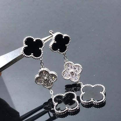 ¡®Moco¡¯CLOVER 3 MOTIF DIAMOND ONYX SILVER EARRINGS
