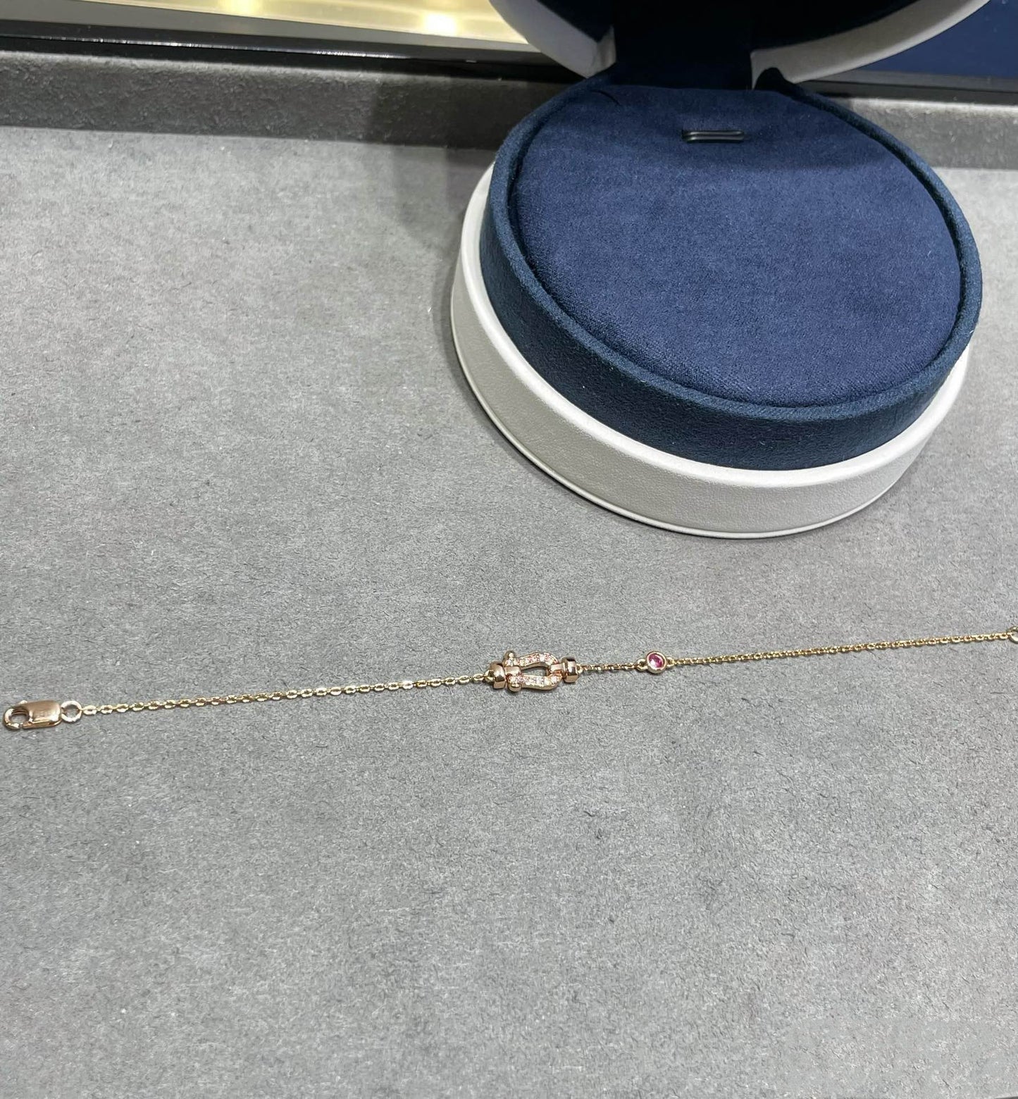 ¡®Moco¡¯FORCE 10 DIAMOND CHAIN LINK PINK GOLD BRACELET