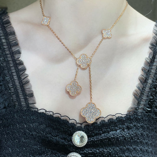 ¡®Moco¡¯CLOVER 6 MOTIF DIAMOND PAVED NECKLACE