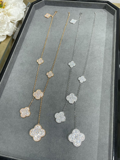 ¡®Moco¡¯CLOVER 6 MOTIF DIAMOND PAVED NECKLACE
