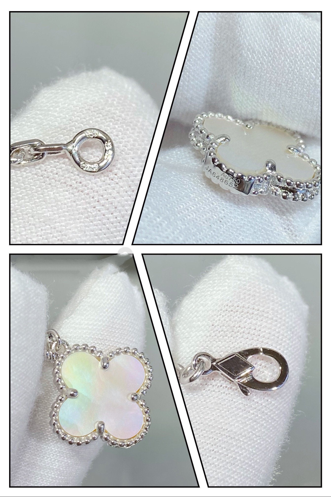 ¡®Moco¡¯CLOVER 5 MOTIF WHITE MOP SILVER BRACELET