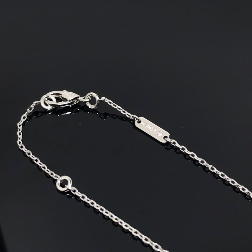 ¡®Moco¡¯CLOVER PIETERSITE SILVER LONG NECKLACE