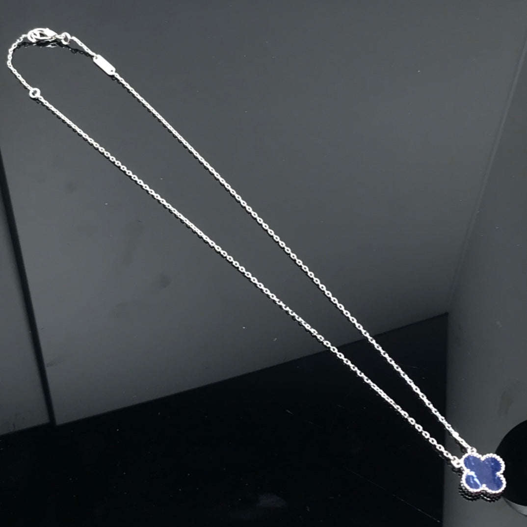 ¡®Moco¡¯CLOVER PIETERSITE SILVER LONG NECKLACE
