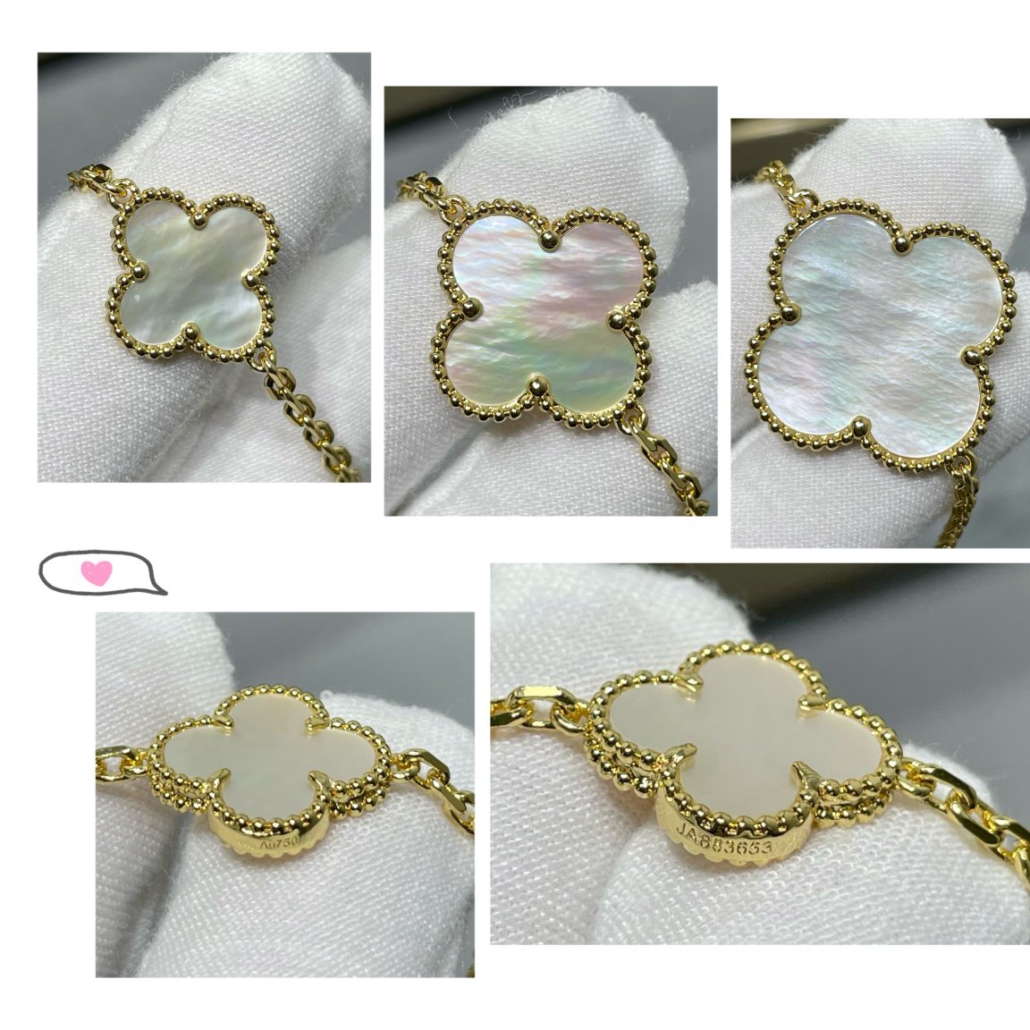 ¡®Moco¡¯CLOVER 16 MOTIF WHITE MOP GOLD NECKLACE