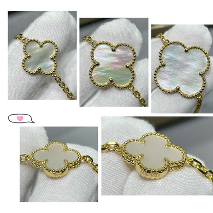 ¡®Moco¡¯CLOVER 16 MOTIF WHITE MOP GOLD NECKLACE