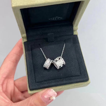 ¡®Moco¡¯PERLEE DOUBLE PENDANT SILVER DIAMOND NECKLACE