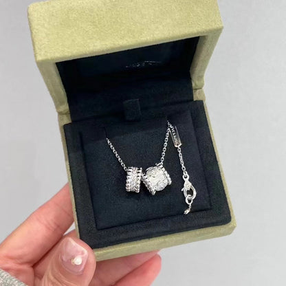 ¡®Moco¡¯PERLEE DOUBLE PENDANT SILVER DIAMOND NECKLACE