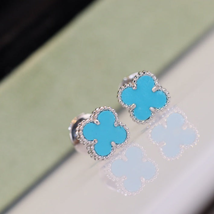 ¡®Moco¡¯CLOVER MINI TURQUOISE SILVER STUD EARRINGS