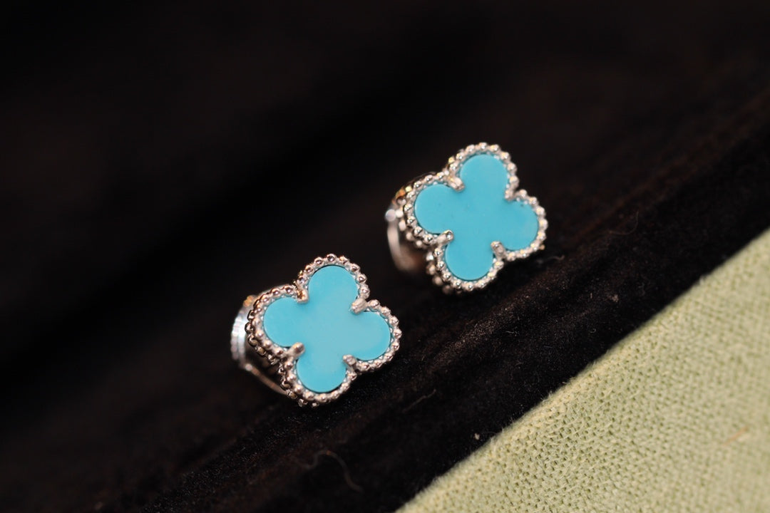 ¡®Moco¡¯CLOVER MINI TURQUOISE SILVER STUD EARRINGS