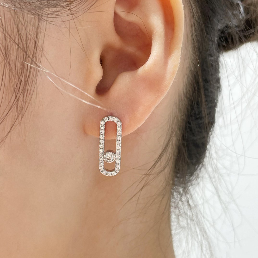 [ Moco ]MOVE UNO STUD DIAMOND PAVED EARRINGS