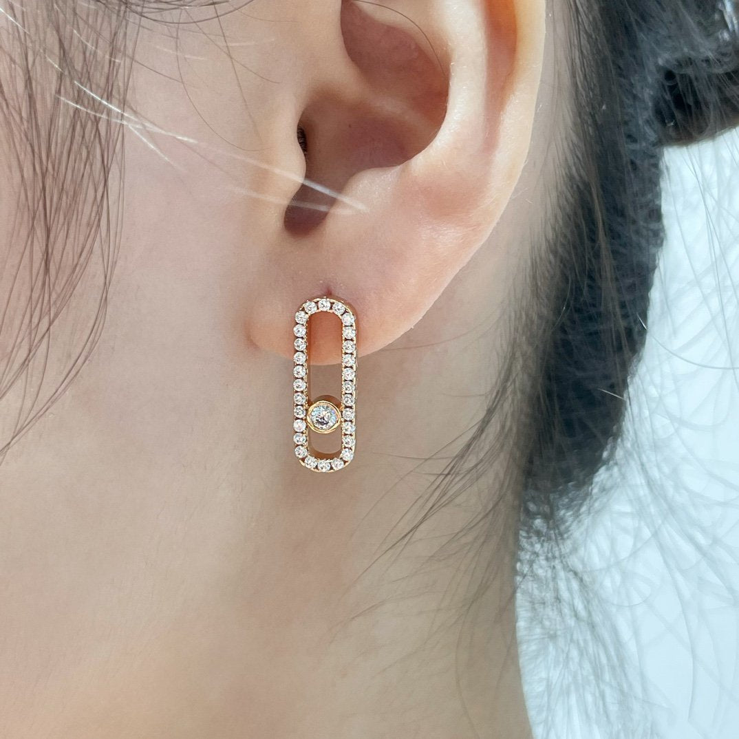 [ Moco ]MOVE UNO STUD DIAMOND PAVED EARRINGS