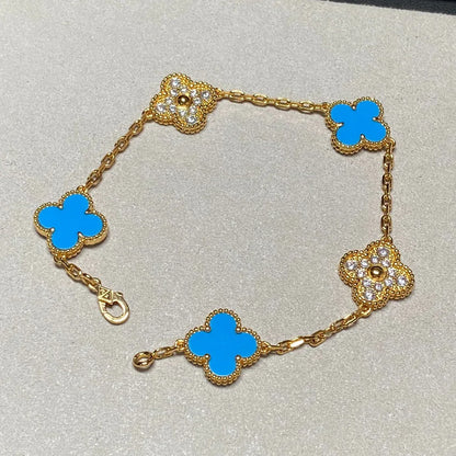 [Moco]New CLOVER 5 MOTIF BLUE AGATE BRACELET COLLECTION