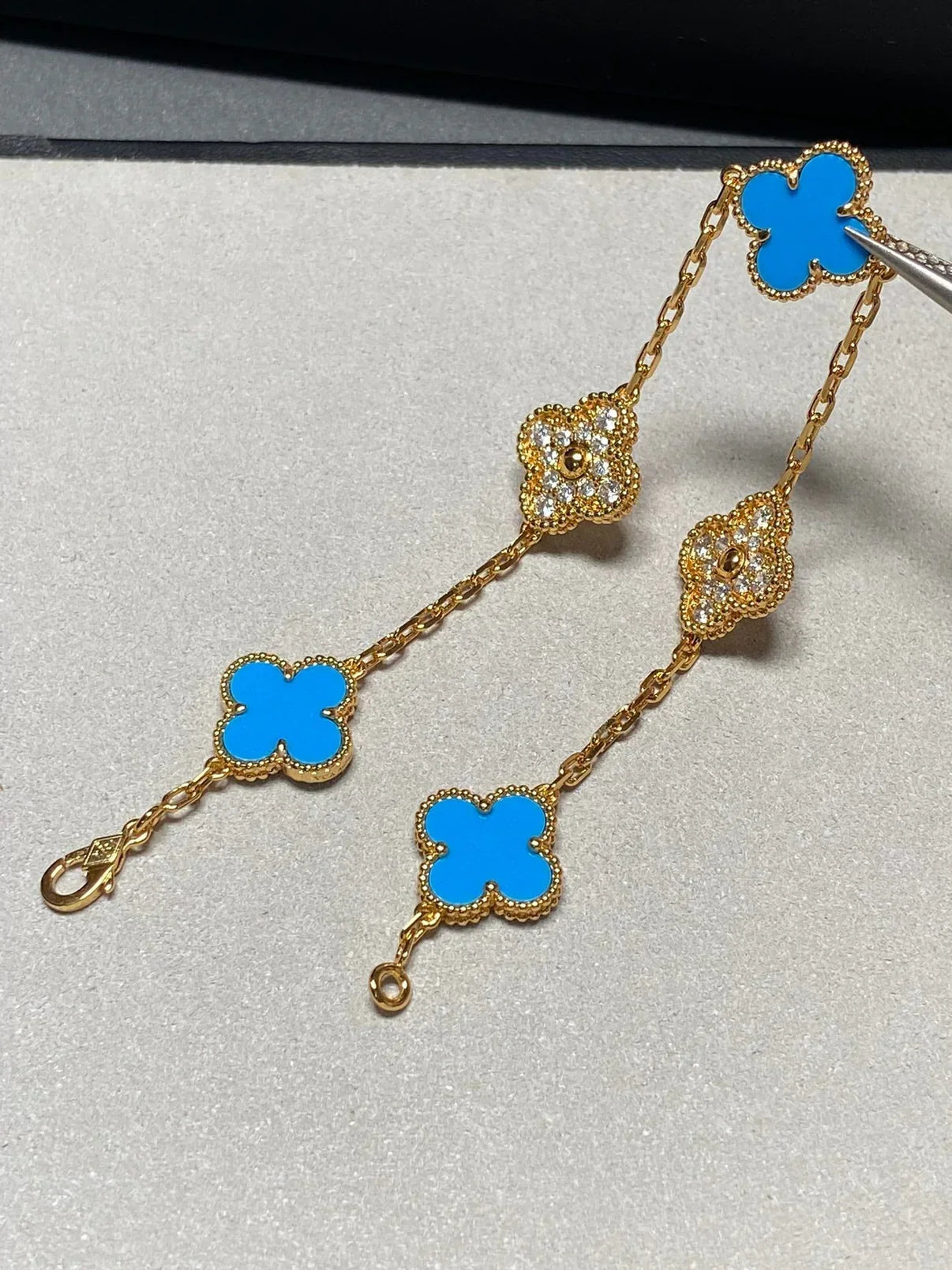 [Moco]New CLOVER 5 MOTIF BLUE AGATE BRACELET COLLECTION