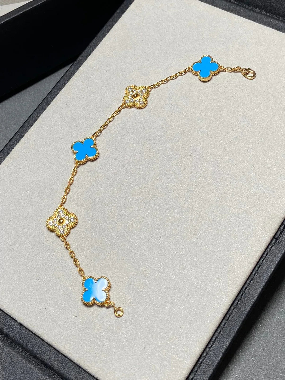 [Moco]New CLOVER 5 MOTIF BLUE AGATE BRACELET COLLECTION