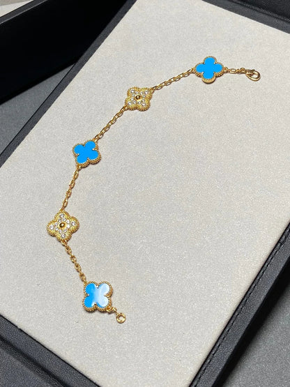 [Moco]New CLOVER 5 MOTIF BLUE AGATE BRACELET COLLECTION
