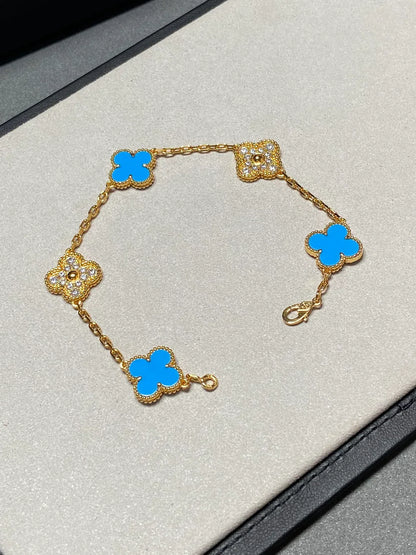 [Moco]New CLOVER 5 MOTIF BLUE AGATE BRACELET COLLECTION