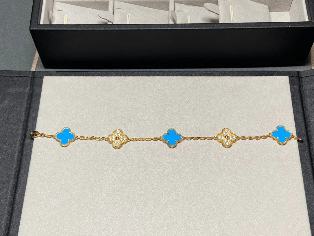 [Moco]New CLOVER 5 MOTIF BLUE AGATE BRACELET COLLECTION