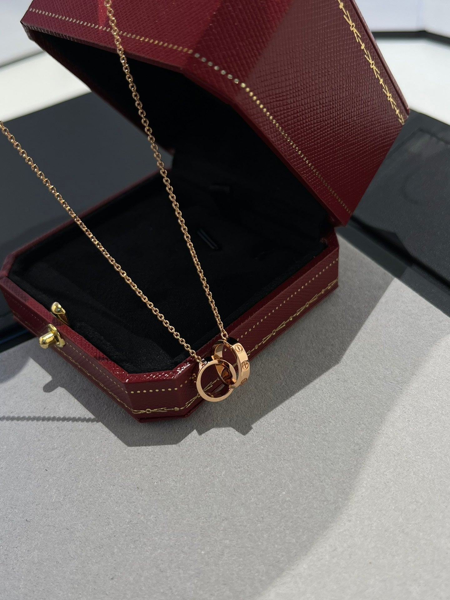 ¡®Moco¡¯LOVE NECKLACE DOUBLE RING PINK GOLD