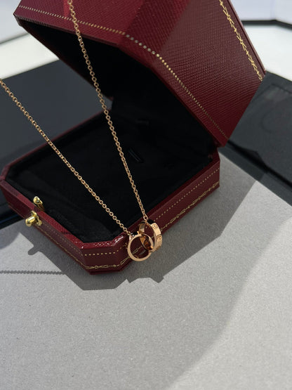 ¡®Moco¡¯LOVE NECKLACE DOUBLE RING PINK GOLD