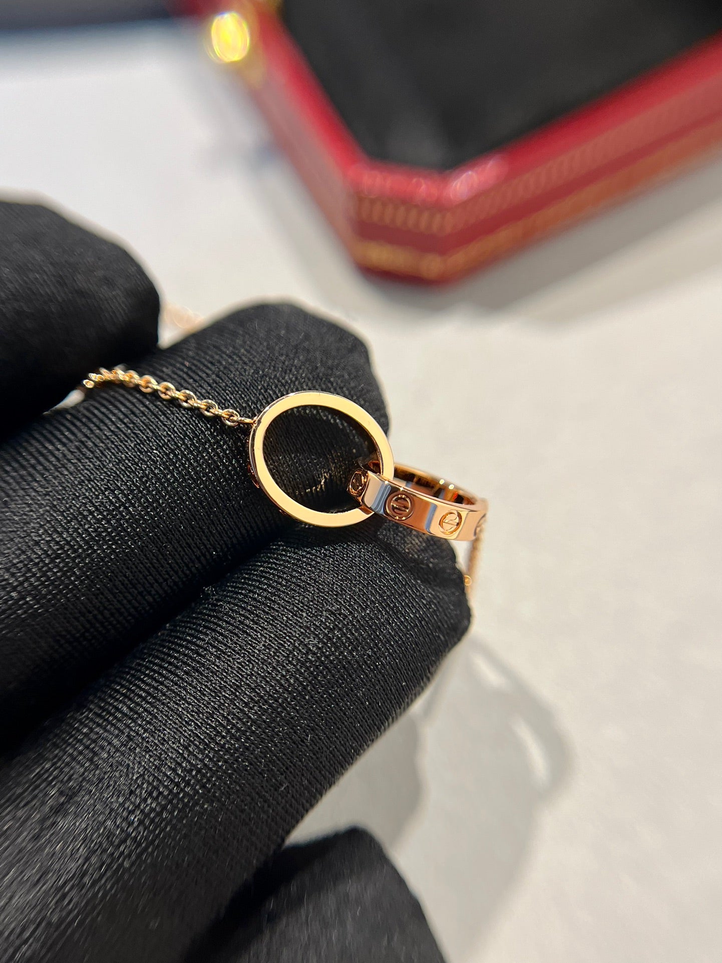 ¡®Moco¡¯LOVE NECKLACE DOUBLE RING PINK GOLD
