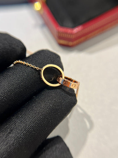 ¡®Moco¡¯LOVE NECKLACE DOUBLE RING PINK GOLD