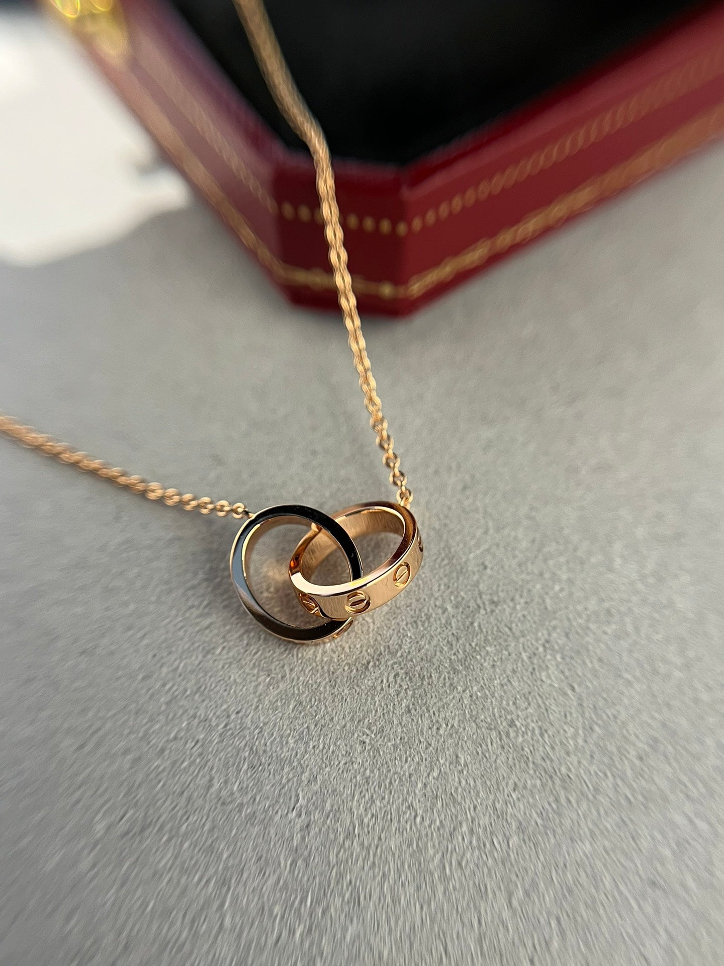 ¡®Moco¡¯LOVE NECKLACE DOUBLE RING PINK GOLD