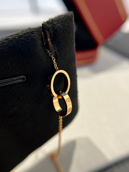 ¡®Moco¡¯LOVE NECKLACE DOUBLE RING PINK GOLD
