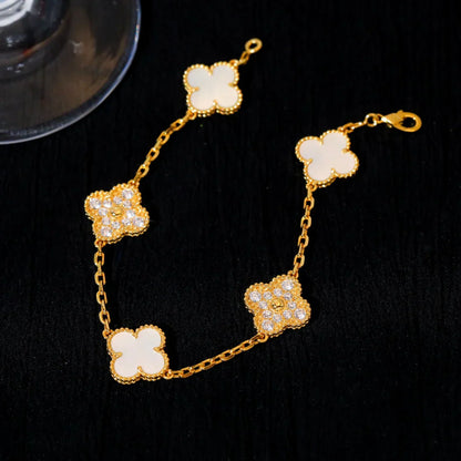 [Moco]New CLOVER WHITE PEARL MOP 5 MOTIF BRACELET COLLECTION