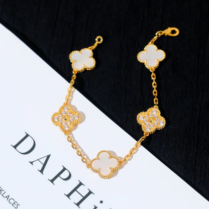 [Moco]New CLOVER WHITE PEARL MOP 5 MOTIF BRACELET COLLECTION