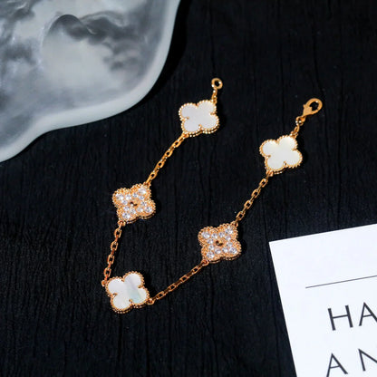 [Moco]New CLOVER WHITE PEARL MOP 5 MOTIF BRACELET COLLECTION
