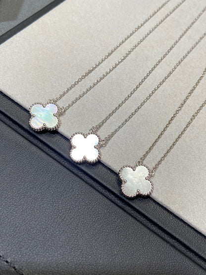 ¡®Moco¡¯CLOVER MEDIUM SILVER WHITE MOP NECKLACE