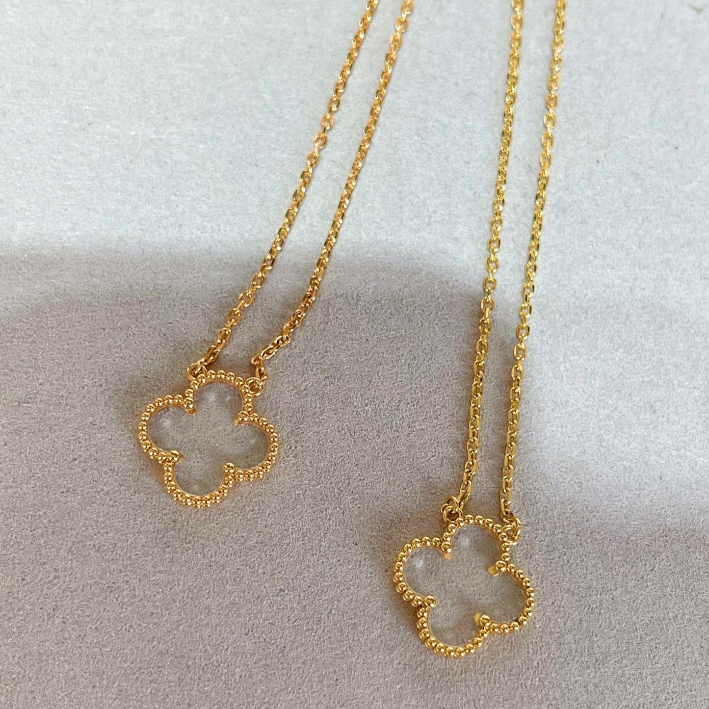 ¡®Moco¡¯CLOVER ROCK CRYSTAL ROSE GOLD NECKLACE