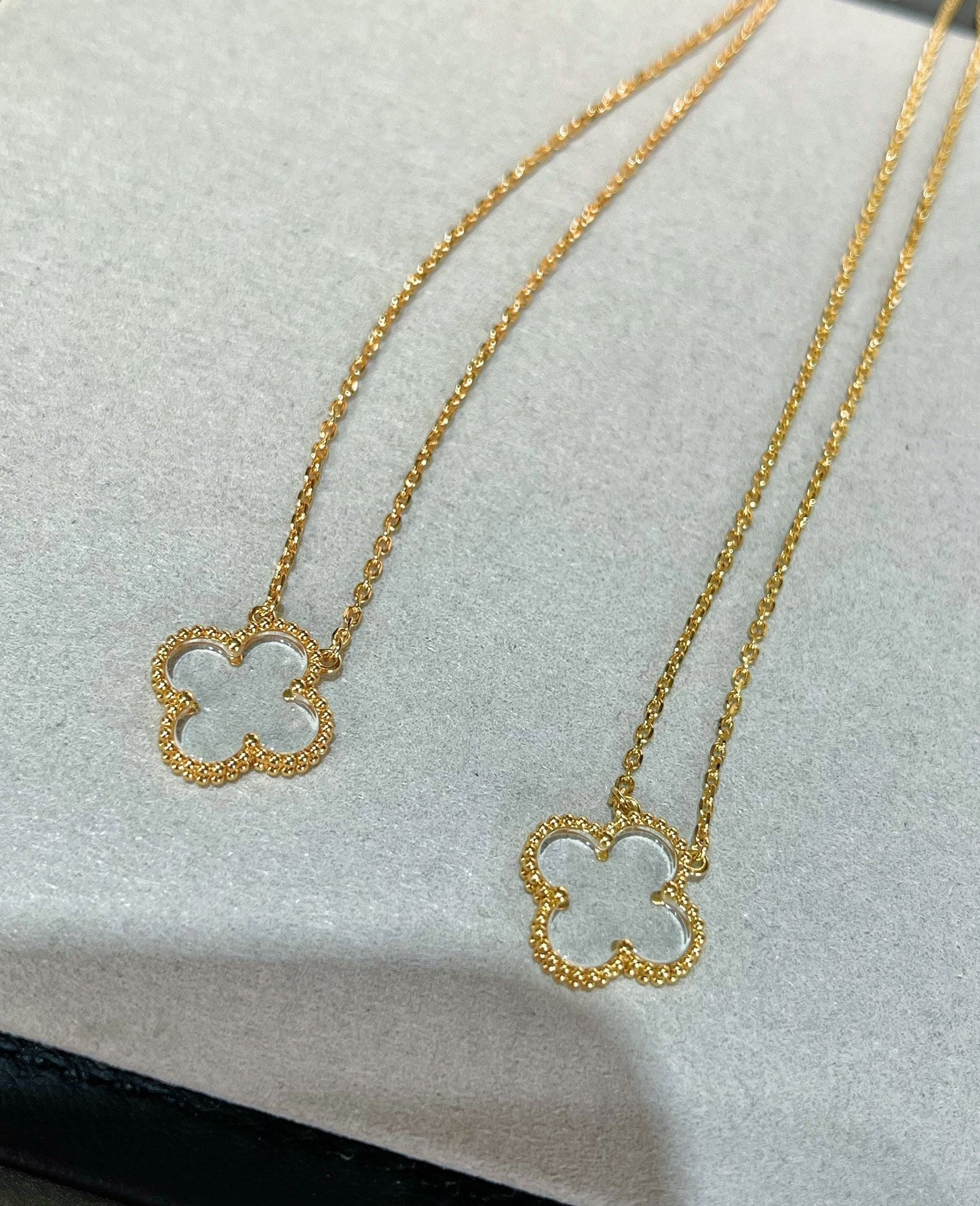 ¡®Moco¡¯CLOVER ROCK CRYSTAL ROSE GOLD NECKLACE