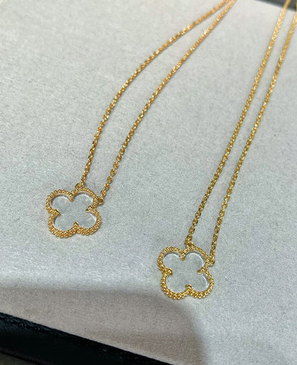 ¡®Moco¡¯CLOVER ROCK CRYSTAL ROSE GOLD NECKLACE