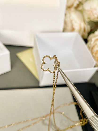 ¡®Moco¡¯CLOVER ROCK CRYSTAL ROSE GOLD NECKLACE