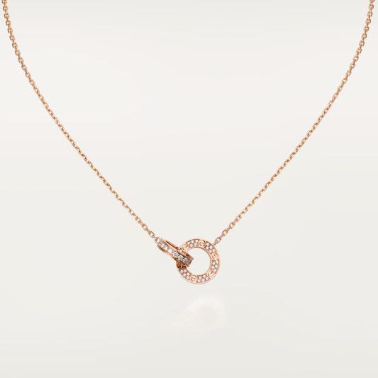 ¡®Moco¡¯LOVE 7.6MM NECKLACE ROSE GOLD AND SILVER  FULL DIAMOND
