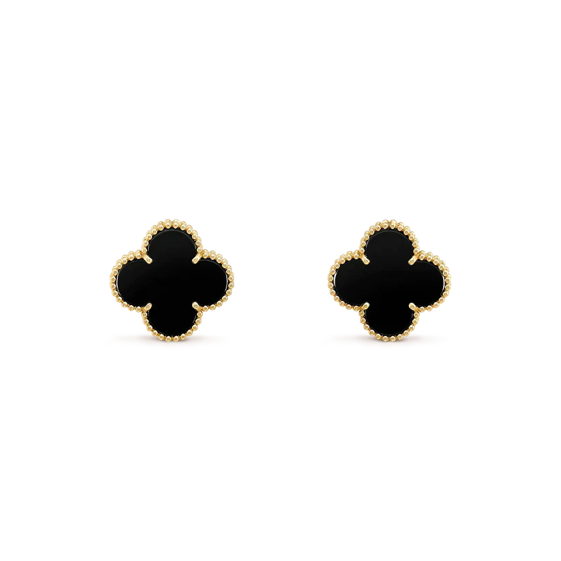 ¡®Moco¡¯CLOVER MEDIUM 1 MOTIFS  ONYX STUD EARRINGS
