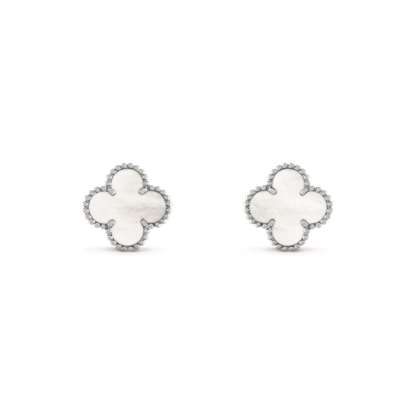 ¡®Moco¡¯CLOVER MEDIUM 1 MOTIFS  WHITE MOP EARRINGS SILVER
